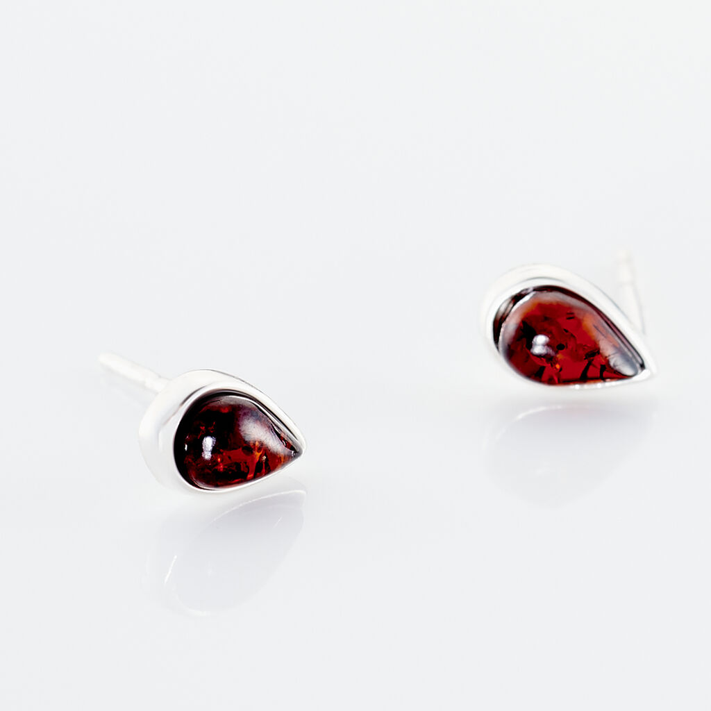 Boucles D'oreilles Puces Argent Blanc Junie Ambre - Boucles d'oreilles fantaisie Femme | Histoire d’Or