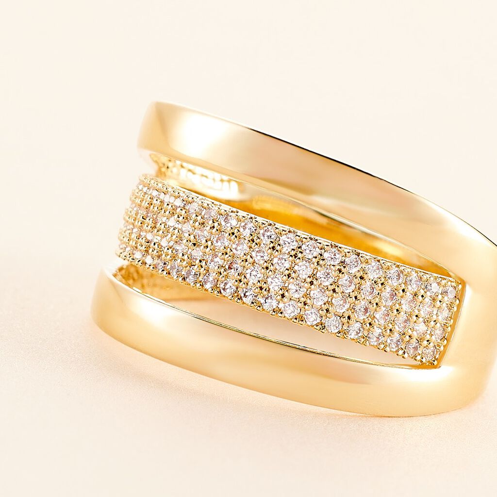 Bague Adelicia Plaqu&eacute; Or Jaune Oxyde De Zirconium - Bagues avec pierre Femme | Histoire d&rsquo;Or
