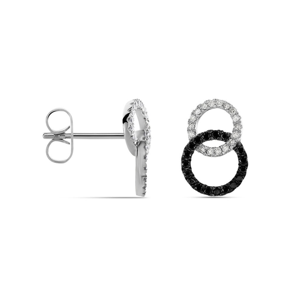 Boucles D'oreilles Puces Bella Or Blanc Diamant - Clous d'oreilles Femme | Histoire d’Or