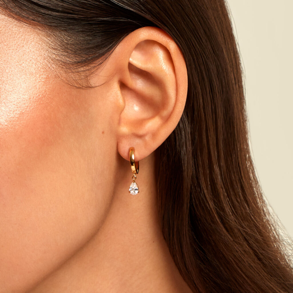 Cr&eacute;oles Ivy Acier Jaune Oxyde De Zirconium - Boucles d'oreilles cr&eacute;oles Femme | Histoire d&rsquo;Or