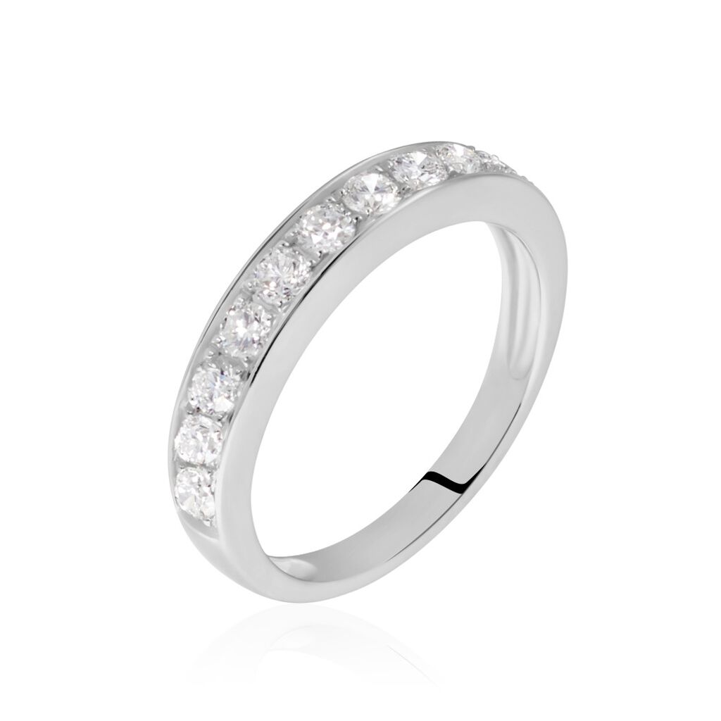 Demi-alliance Or Blanc  Valentine Diamant Synthetique - Bijoux Femme | Histoire d&rsquo;Or
