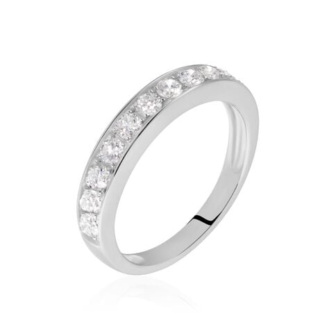 Demi-alliance Or Blanc  Valentine Diamant Synthetique - Bijoux Femme | Histoire d&rsquo;Or