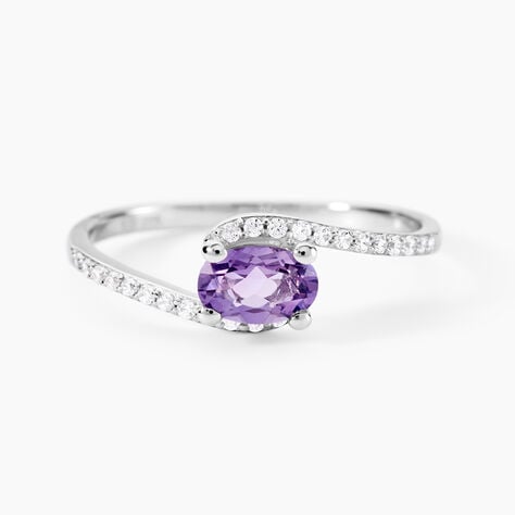 Bague Loriane Or Blanc Amethyste Et Oxyde De Zirconium - Bagues solitaires Femme | Histoire d&rsquo;Or