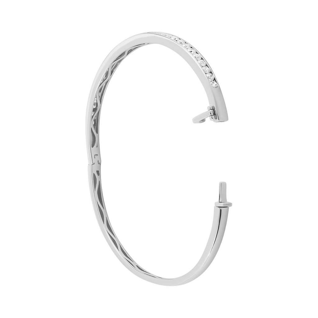 Bracelet Jonc Alane Or Blanc Oxyde De Zirconium - Bracelets joncs Femme | Histoire d’Or