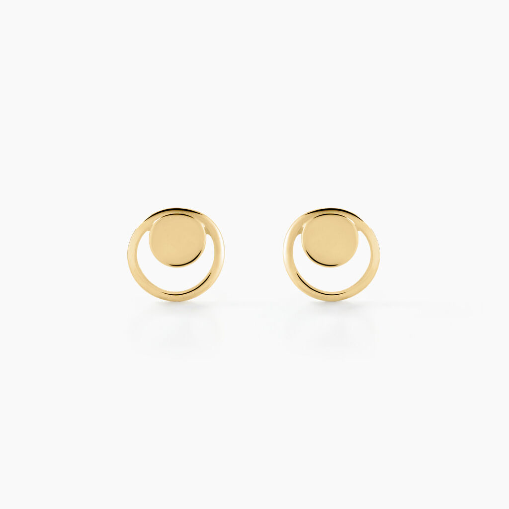 Boucles D'oreilles Puces Gamal Cercle 4 Or Jaune - Clous d'oreilles Femme | Histoire d&rsquo;Or