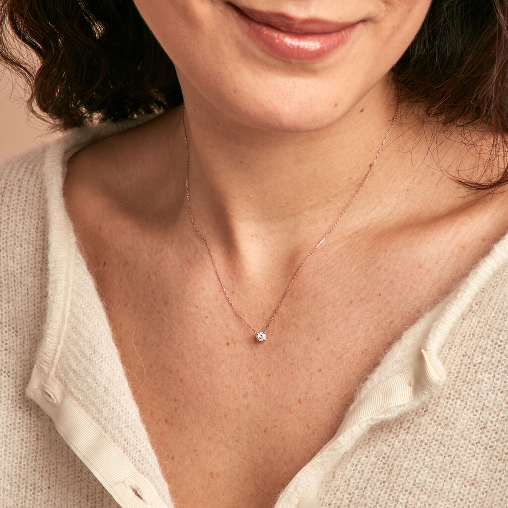 Collier Colby Or Rose Oxyde De Zirconium - Colliers Femme | Histoire d’Or