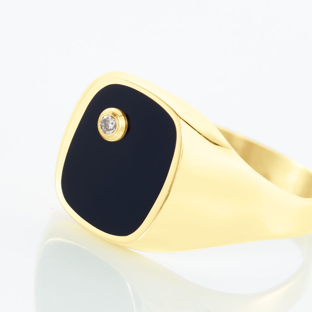 Chevalière Glynn Or Jaune Onyx Diamant - Chevalières Homme | Histoire d’Or
