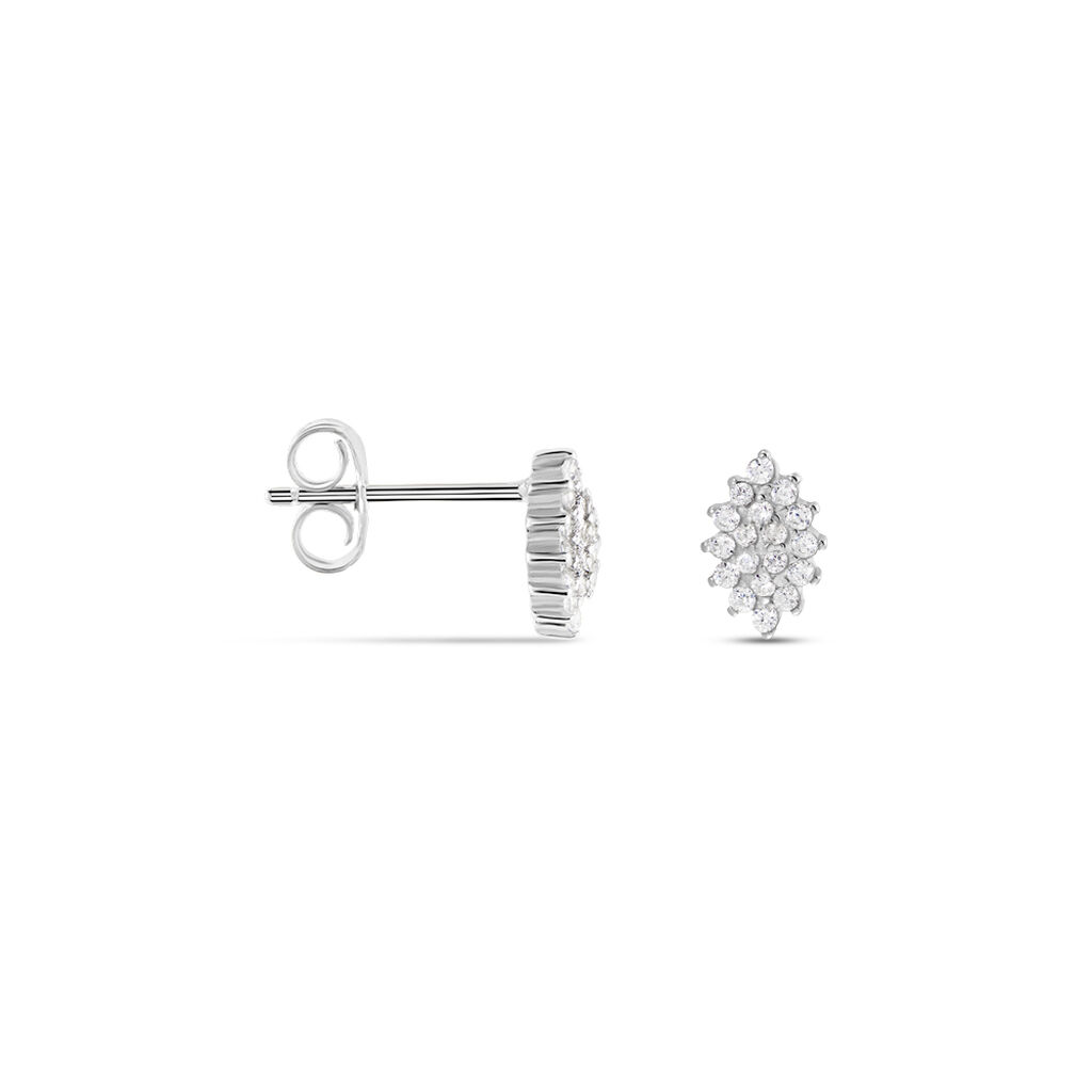 Boucles D'oreilles Puces Argent Blanc Hellouin Oxydes De Zirconium - Boucles d'oreilles fantaisie Femme | Histoire d’Or