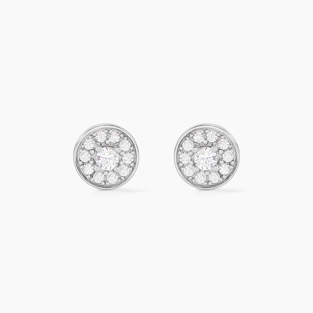 Boucles D'oreilles Puces Auxana Argent Blanc Oxyde De Zirconium - Boucles d'oreilles fantaisie Femme | Histoire d&rsquo;Or
