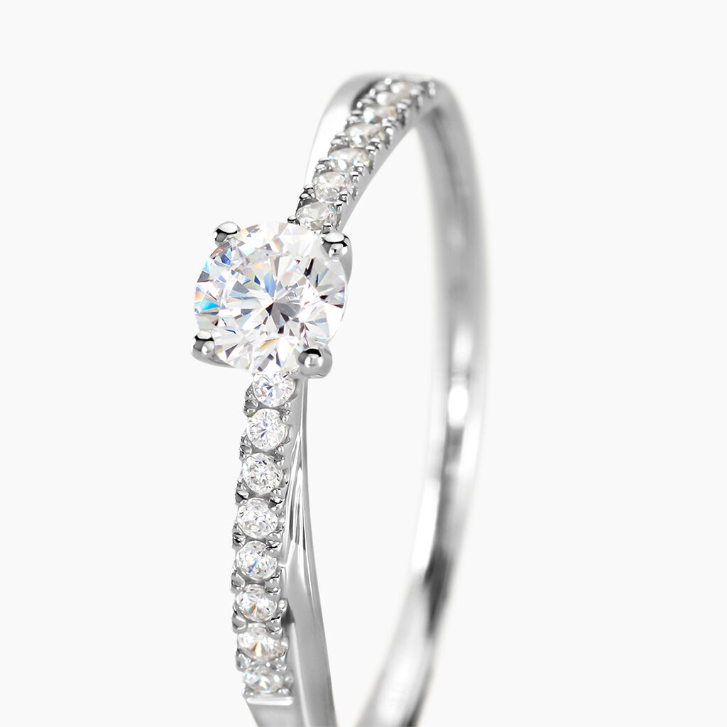 Bague Solitaire Kanel Or Blanc Oxyde De Zirconium - Bagues solitaires Femme | Histoire d’Or