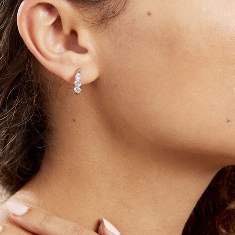 Créoles Argent Blanc Rosaure Oxydes De Zirconium - Boucles d'oreilles créoles Femme | Histoire d’Or