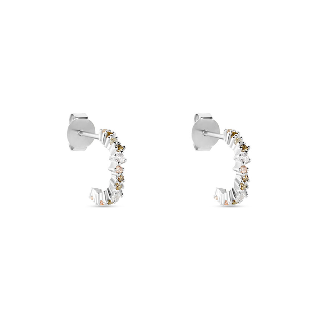Créoles Indy Argent Blanc Oxyde De Zirconium - Boucles d'oreilles créoles Femme | Histoire d’Or