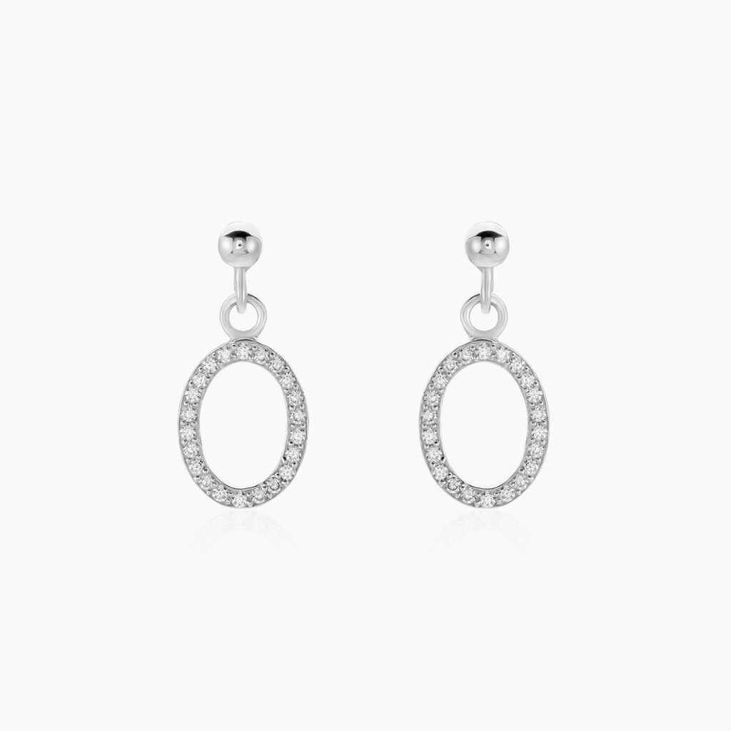 Boucles D'oreilles Pendantes Kimber Argent Blanc Oxyde De Zirconium - Boucles d'oreilles fantaisie Femme | Histoire d&rsquo;Or