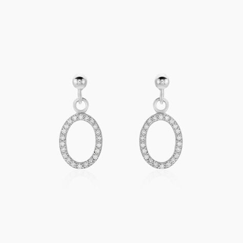 Boucles D'oreilles Pendantes Kimber Argent Blanc Oxyde De Zirconium - Boucles d'oreilles fantaisie Femme | Histoire d&rsquo;Or