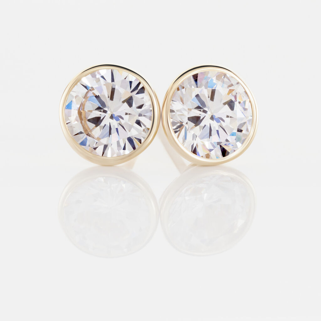 Boucles D'oreilles Puces Franze Or Jaune Oxyde De Zirconium - Clous d'oreilles Femme | Histoire d’Or