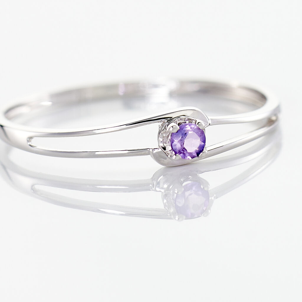 Bague Veroucha Or Blanc Amethyste - Bagues solitaires Femme | Histoire d’Or