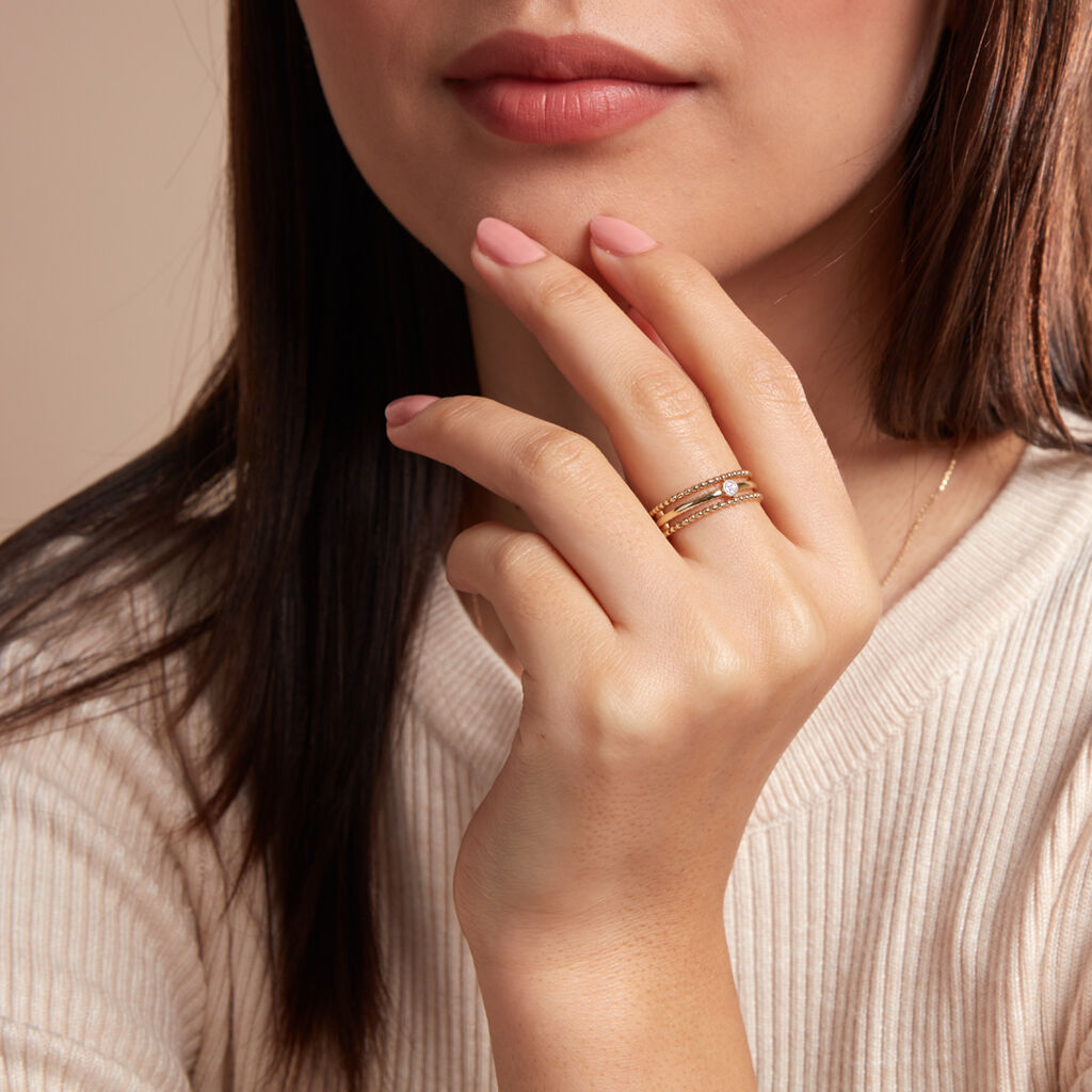 Bague Pearly Effect Or Jaune Diamant - Bagues avec pierre Femme | Histoire d’Or