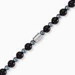 Bracelet Younes Acier Argent&eacute; Agate H&eacute;matite - Bracelets cordon Homme | Histoire d&rsquo;Or