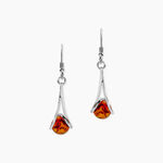 Boucles D'oreilles Pendantes Argent Blanc Simona Ambre - Boucles d'oreilles empierr&eacute;es Femme | Histoire d&rsquo;Or