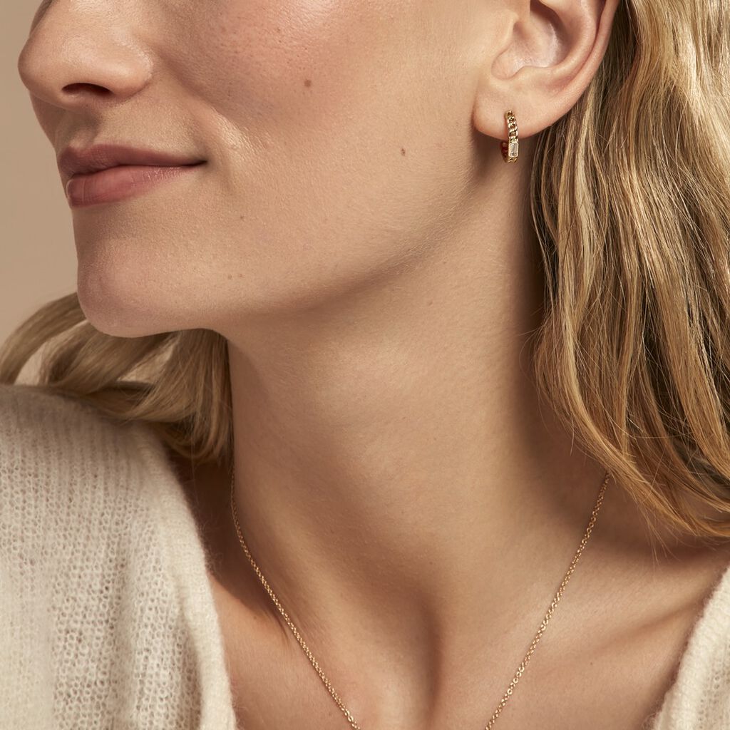 Demi Créoles Eldi Argent Blanc Oxyde De Zirconium - Boucles d'oreilles créoles Femme | Histoire d’Or