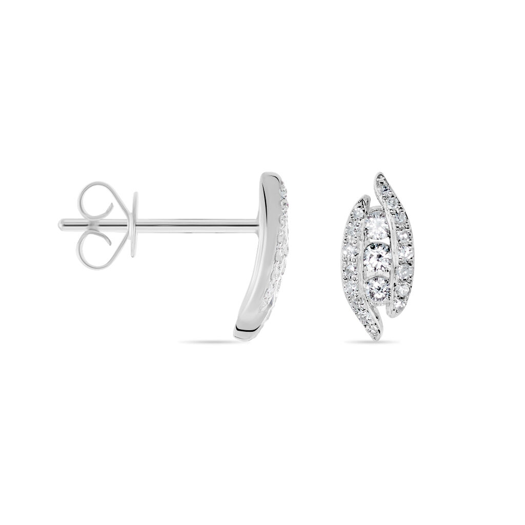 Boucles D'oreilles Puces Eternite Or Blanc Diamant - Clous d'oreilles Femme | Histoire d’Or