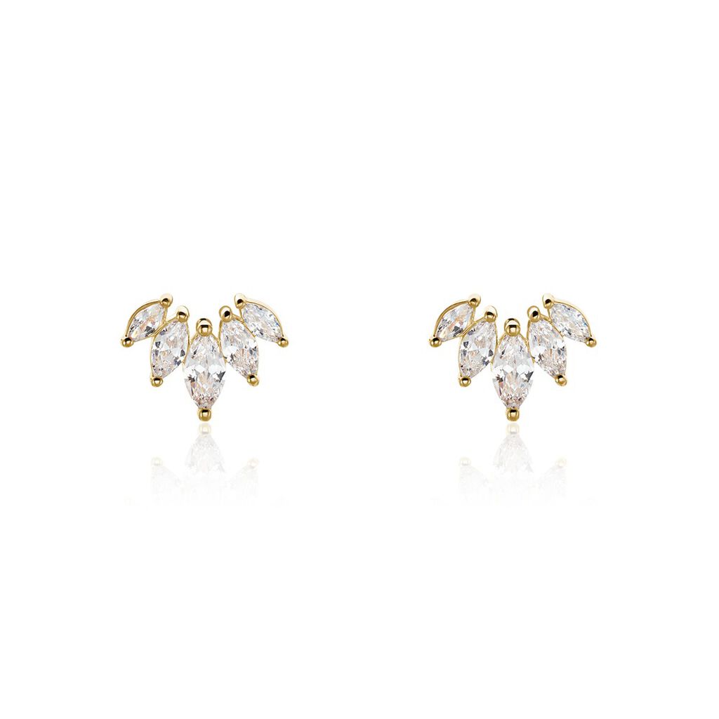 Boucles D'oreilles Puces Amazonia Plaqué Or Jaune Oxyde De Zirconium - Boucles d'oreilles fantaisie Femme | Histoire d’Or