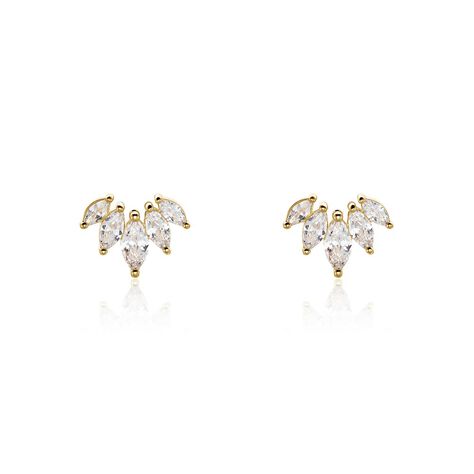 Boucles D'oreilles Puces Amazonia Plaqué Or Jaune Oxyde De Zirconium - Boucles d'oreilles fantaisie Femme | Histoire d’Or