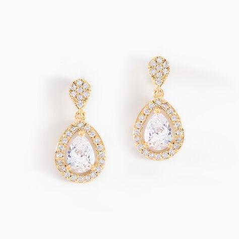 Boucles D'oreilles Pendantes Brigita Plaqu&eacute; Or Jaune Oxyde - Boucles d'oreilles fantaisie Femme | Histoire d&rsquo;Or