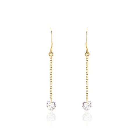 Boucles D'oreilles Pendantes Crush Plaqué Or Jaune Oxyde De Zirconium - Boucles d'Oreilles Coeur Femme | Histoire d’Or