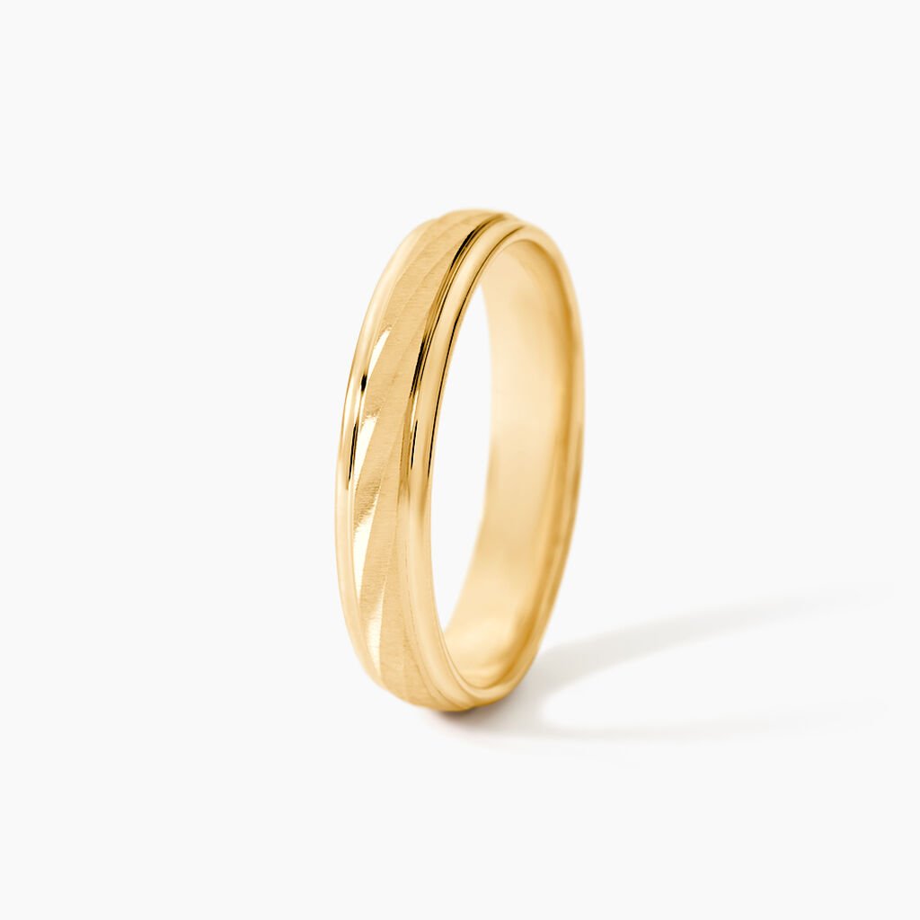 Alliance Fantaisie Sable Demi Jonc Classique Or Jaune - Alliances Unisex | Histoire d&rsquo;Or