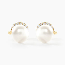 Boucles D'oreilles Puces Lucinda Or Jaune Perle De Culture - Clous d'oreilles Femme | Histoire d’Or