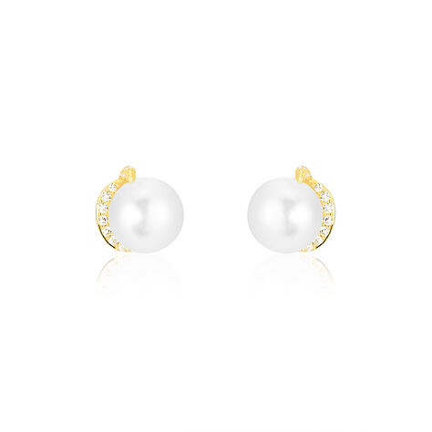 Boucles D'oreilles Puces Lucinda Or Jaune Perle De Culture - Clous d'oreilles Femme | Histoire d’Or