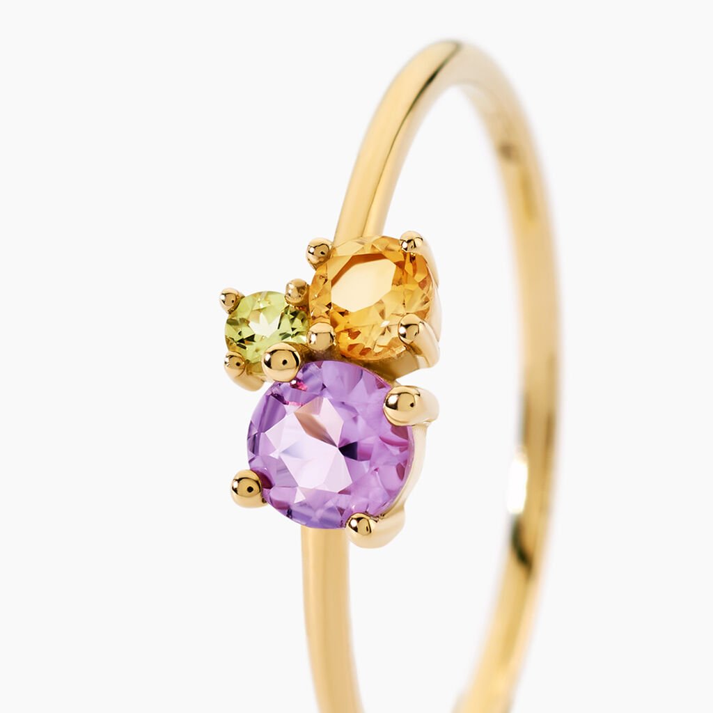 Bague Prisme Or Jaune Am&eacute;thyste Citrine P&eacute;ridot - Bagues avec pierre Femme | Histoire d&rsquo;Or