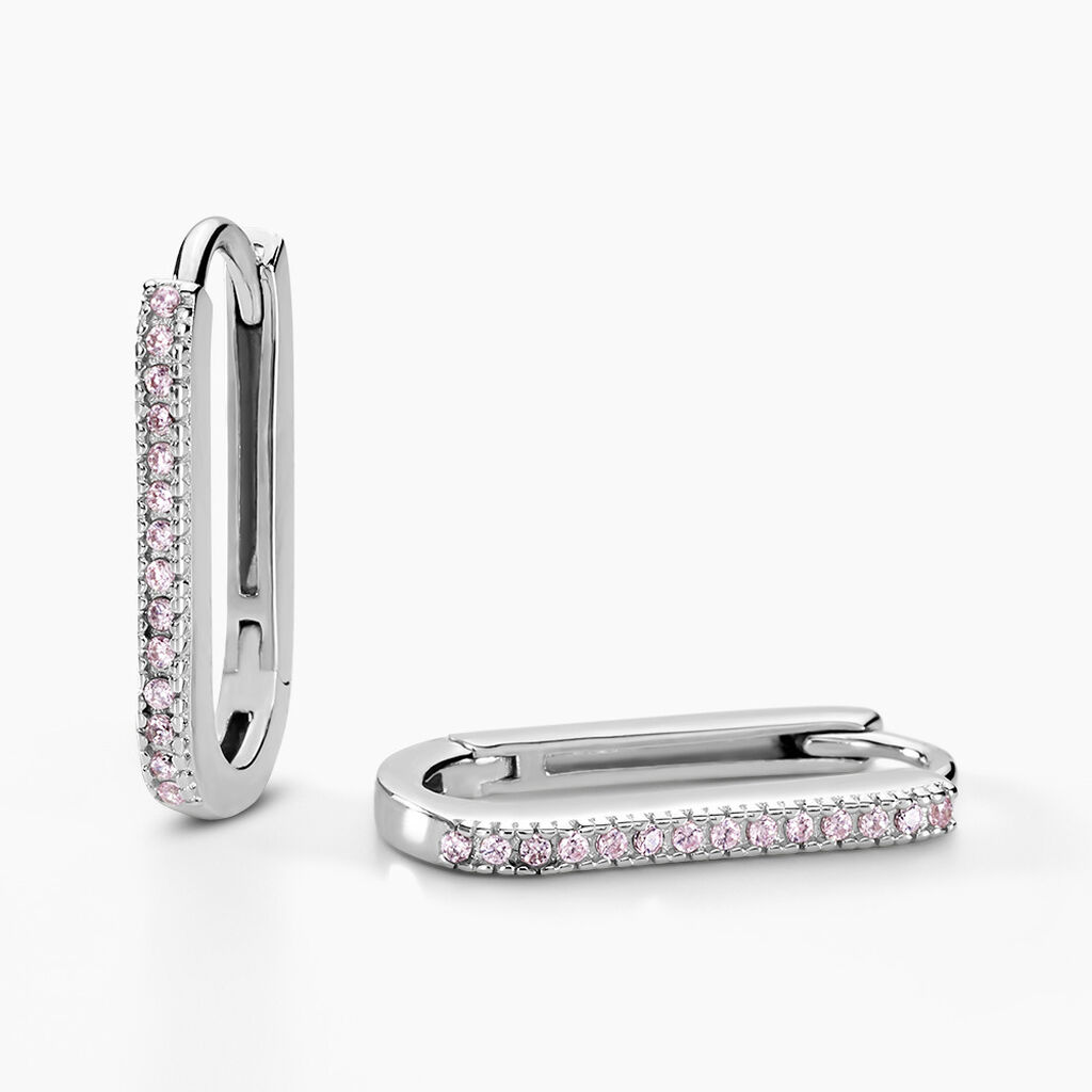 Créoles Lutetia Argent Blanc Oxyde De Zirconium - Boucles d'oreilles créoles Femme | Histoire d’Or