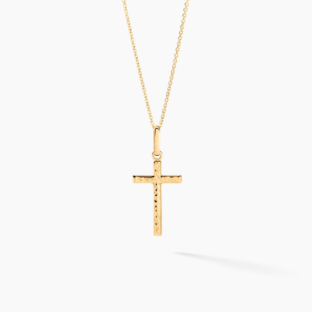 Pendentif Benny Croix Ciselee Or Jaune - Pendentifs Communion Femme | Histoire d&rsquo;Or
