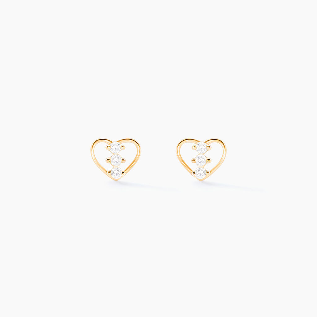Boucles D'oreilles Puces Konnor Or Jaune Oxyde De Zirconium - Clous d'oreilles Femme | Histoire d&rsquo;Or