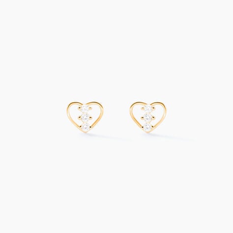 Boucles D'oreilles Puces Konnor Or Jaune Oxyde De Zirconium - Clous d'oreilles Femme | Histoire d&rsquo;Or