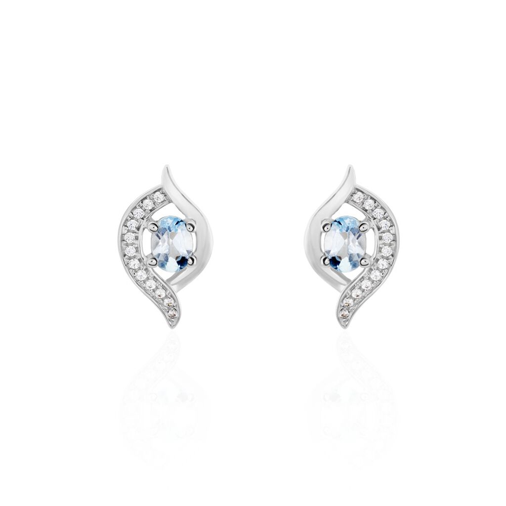 Boucles D'oreilles Lydia Or Blanc Topaze Oxyde - Clous d'oreilles Femme | Histoire d’Or