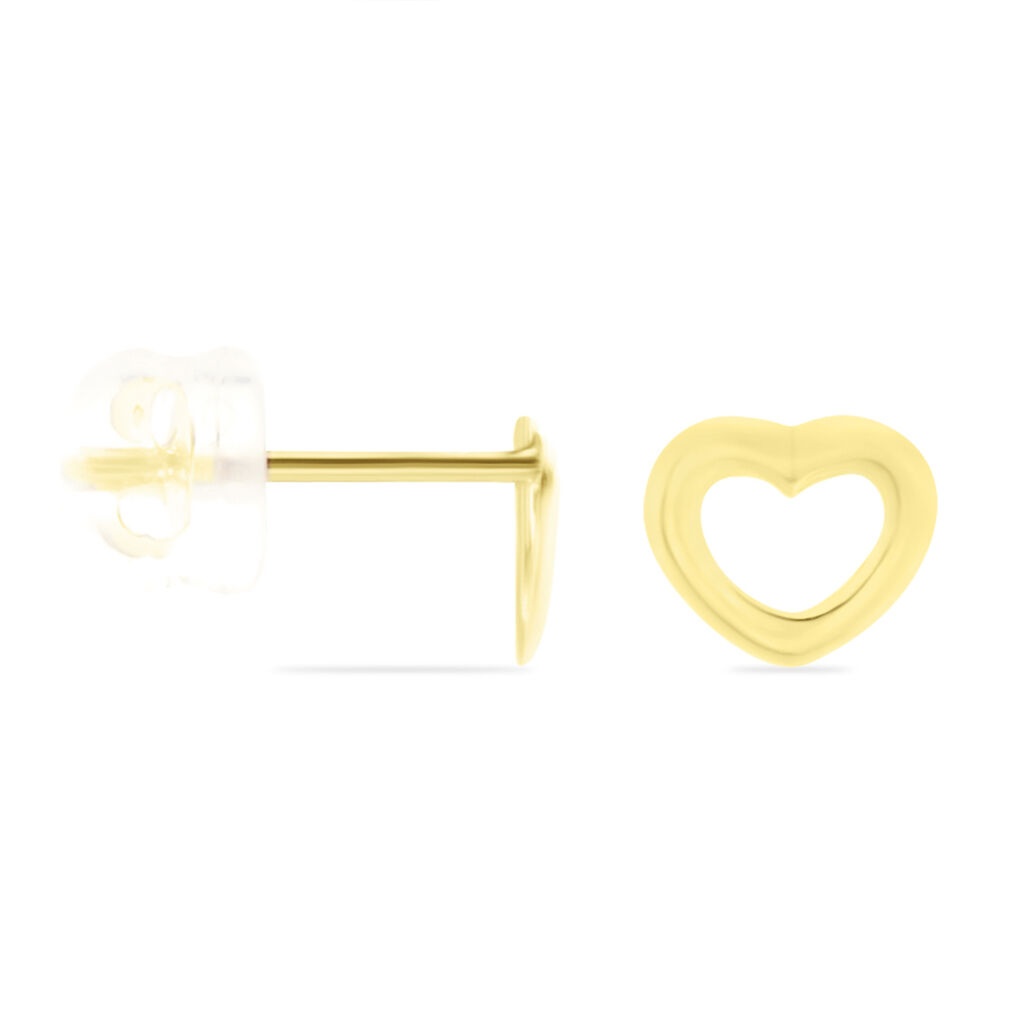 Boucles D'oreilles Puces Anne-maudae Coeurs Or Jaune - Clous d'oreilles Femme | Histoire d’Or