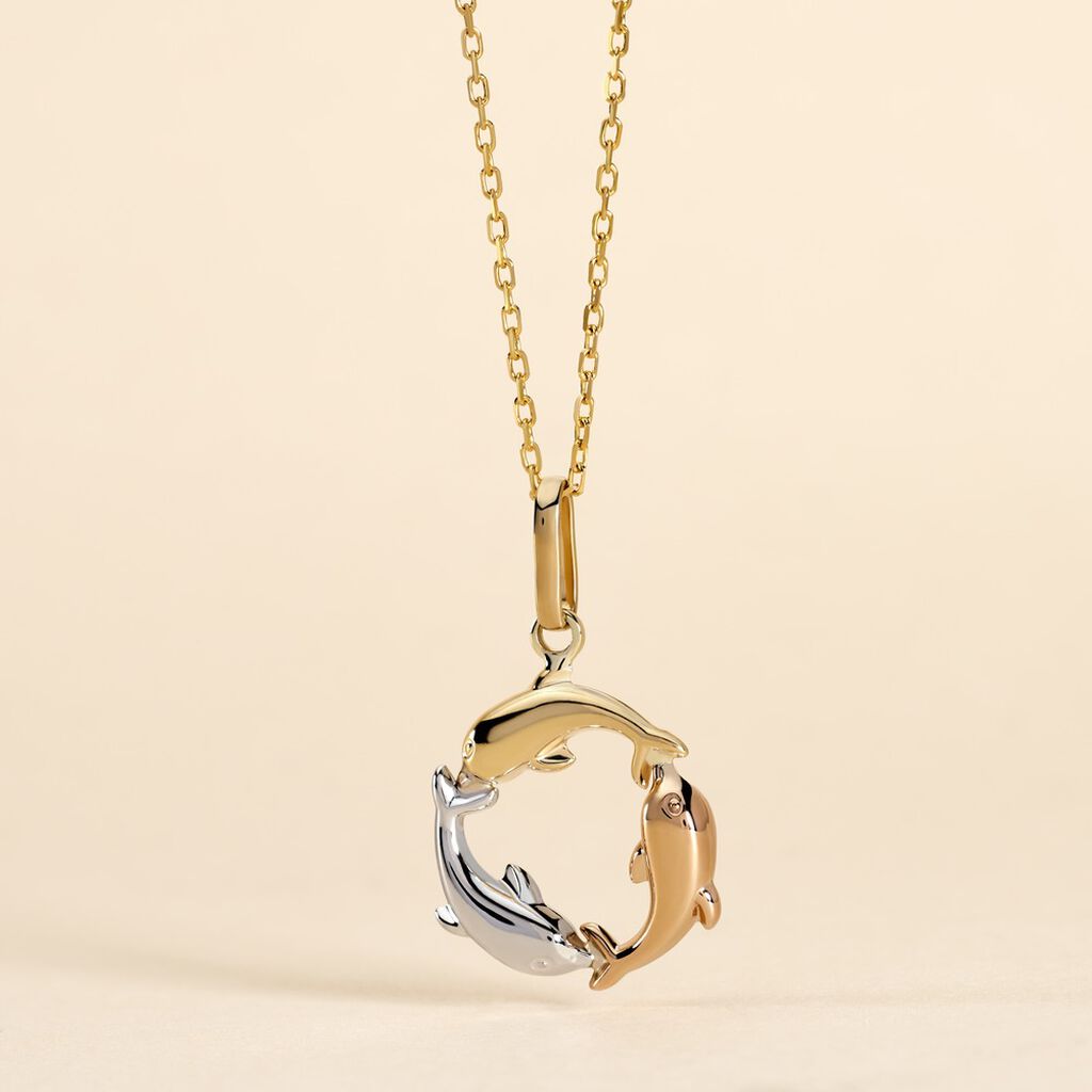 Pendentif Haizia Trio Dauphins Or Tricolore - Pendentifs Famille | Histoire d’Or