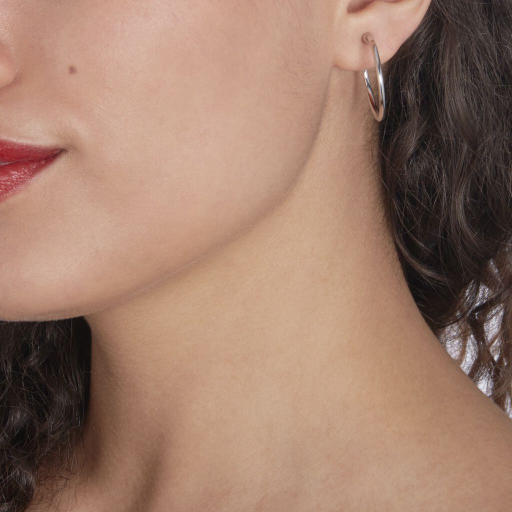 Créoles Maxa Argent Blanc - Boucles d'oreilles créoles Femme | Histoire d’Or