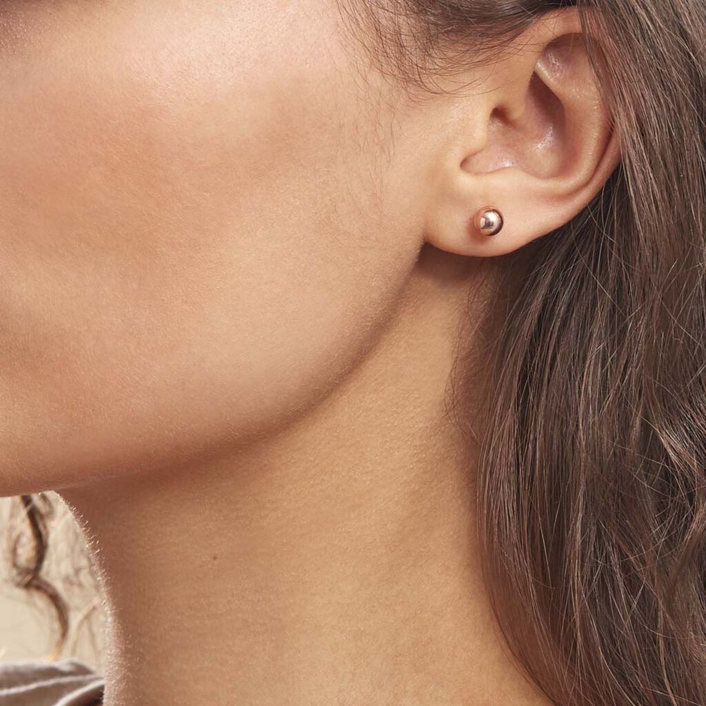 Boucles D'oreilles Puces Fidelia Boule Or Rose - Clous d'oreilles Femme | Histoire d’Or