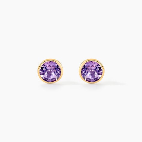 Boucles D'oreilles Puces Parmeclos Or Jaune Amethyste - Clous d'oreilles Femme | Histoire d&rsquo;Or