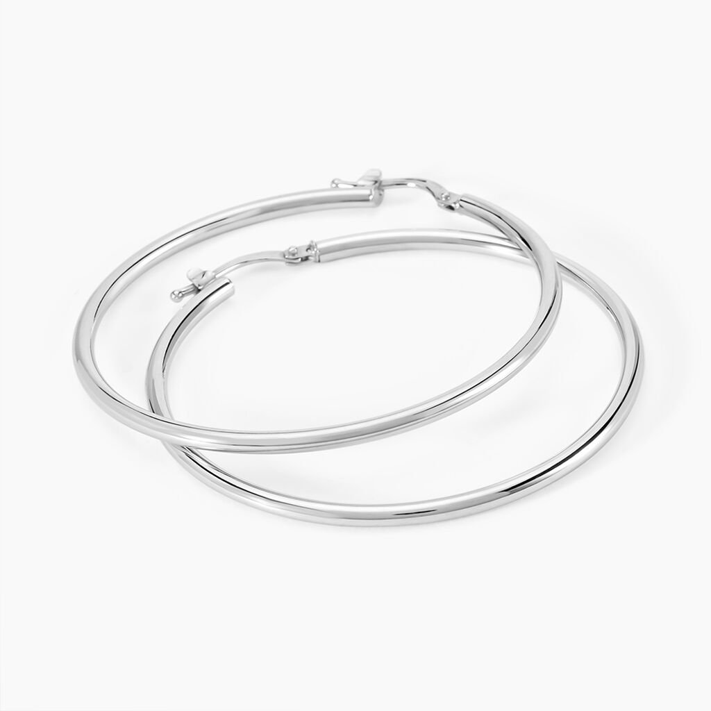 Créoles Or Blanc Rond - Boucles d'oreilles créoles Femme | Histoire d’Or