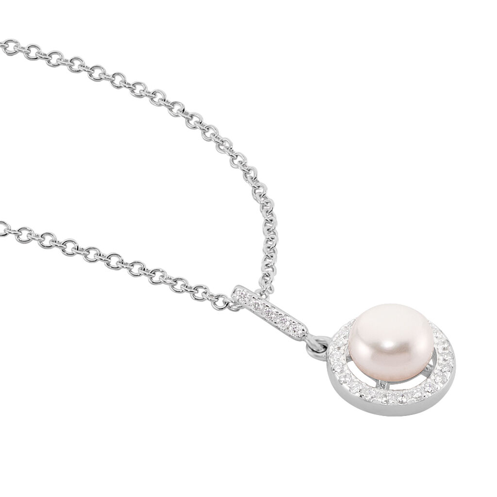 Collier Mathie Argent Blanc Perle De Culture Et Oxyde De Zirconium - Colliers fantaisie Femme | Histoire d’Or