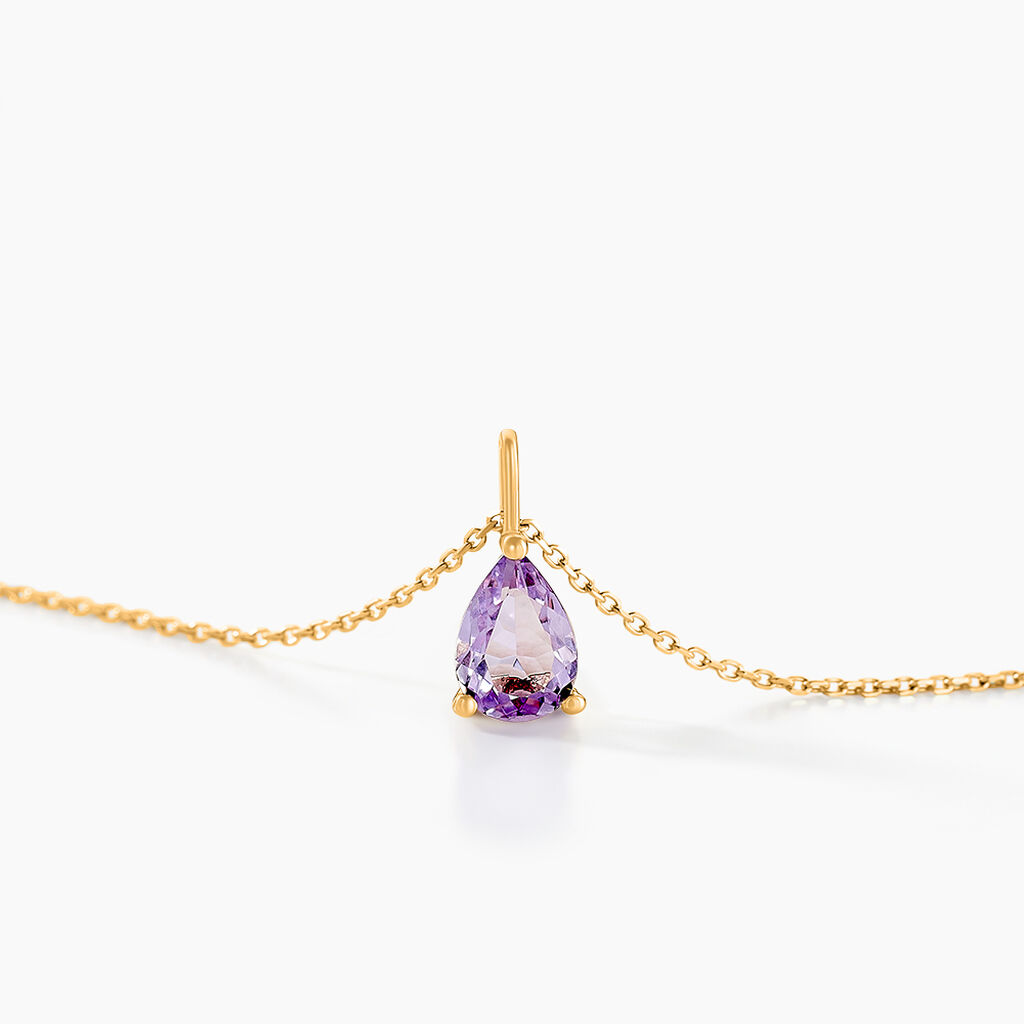 Collier Goutte Or Jaune Amethyste - Colliers Femme | Histoire d&rsquo;Or