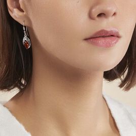 Boucles D'oreilles Argent Blanc Enya Ambre - Boucles d'oreilles fantaisie Femme | Histoire d’Or