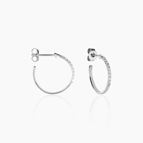 Cr&eacute;oles Ahab Argent Blanc Oxyde De Zirconium - Boucles d'oreilles cr&eacute;oles Femme | Histoire d&rsquo;Or