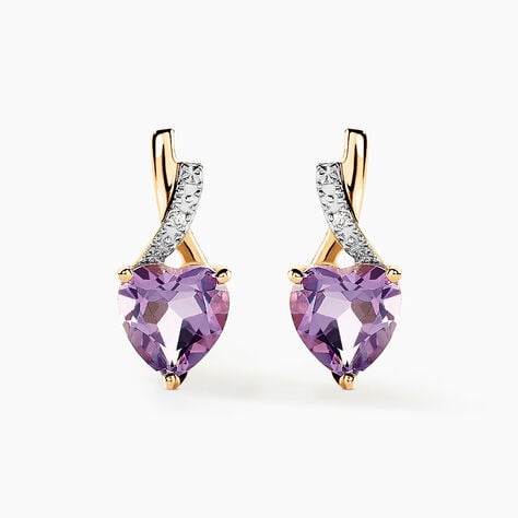 Boucles D'oreilles Or Jaune Clothilde Amethystes Oxydes - Clous d'oreilles Femme | Histoire d&rsquo;Or