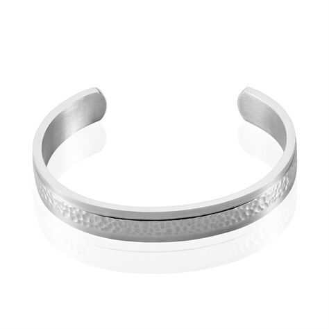 Bracelet Jonc Ouvert Acier Blanc Vincentius - Bracelets joncs Homme | Histoire d’Or